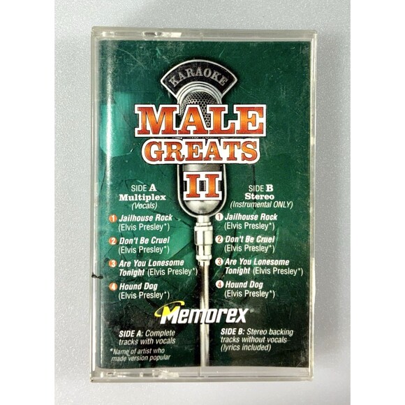 Male Greats II Memorex Karaoke Vintage Cassette Tape Complete with Inlay Tested - Picture 1 of 6